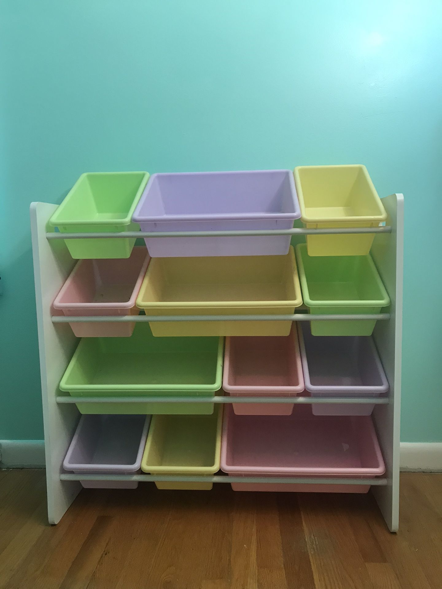 Kids Toy Storage Organizer With Bins, Pastel