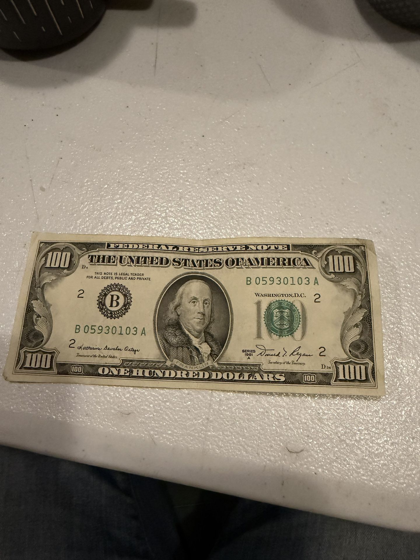 Very rare 1981 100 dollar bill
