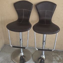 Modern Adjustable Swivel Bar Stools with Chrome Base – Set of 2
