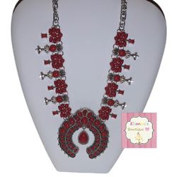 Turquoise Squash Blossom Vintage Necklace/Mommy & Me Adjustable /collar/cadena