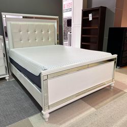 Valentino bedroom furniture set queen size bed King Size Bed Frame dresser mirror nightstand chest mattress box spring Only $39 down payment 👉 Please