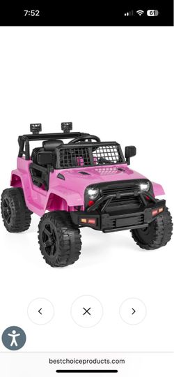 Jumbo 12V Kids Electric Ride On jeep with Parent Remote, Seat Harness
