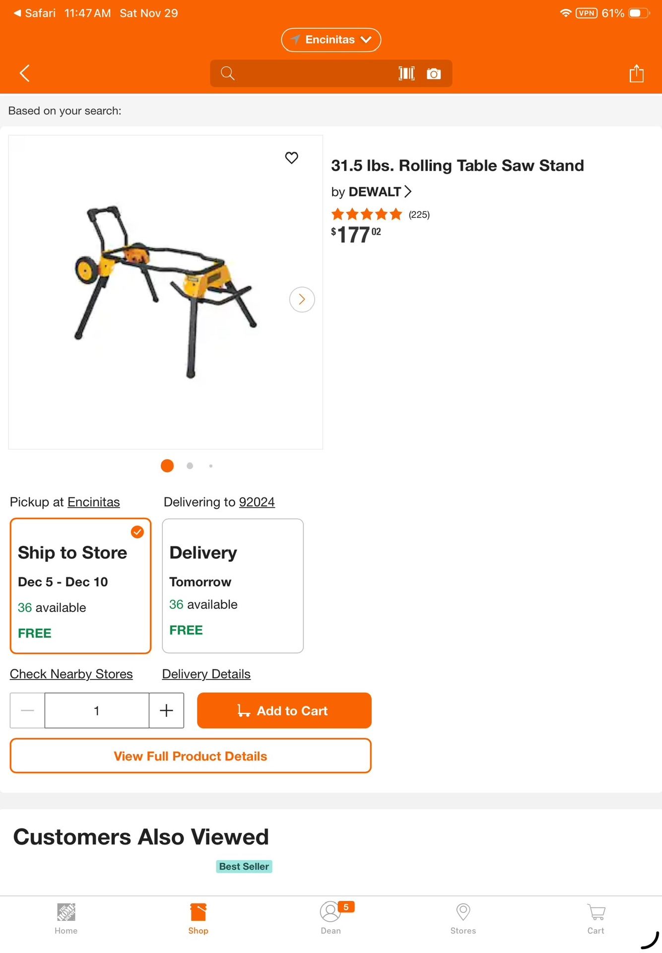 Dewalt Rolling Table Saw Stand