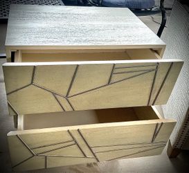 🔥 WILLIAMS SONOMA HOME LUXURY GEOMETRIC INLAY 2-DRAWER NIGHTSTAND 🔥