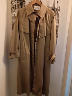 Ladies Long Beige Trench Coat.