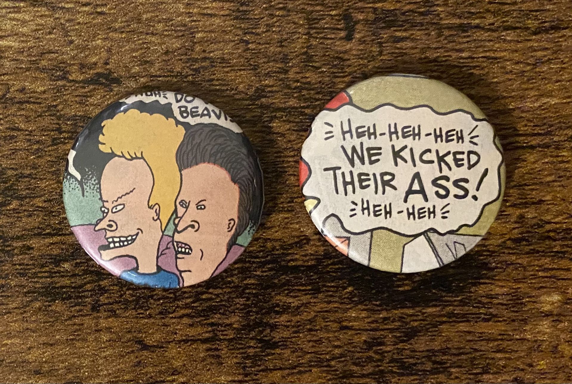2pcs 1-1/4” Beavis And Butthead Pin Back Pinback Buttons Badges