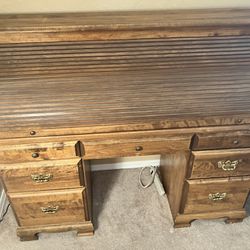Deluxe Solid Wood Roll-Top Desk