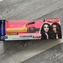 Red ceramic tourmaline curling iron 1 1/4"