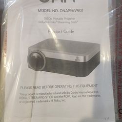 ONN 1080p Portable Projector 1/20,000 Contrast Ratio. 3000 Lumens. With Roku Stick.