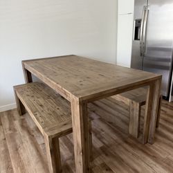 Modern Farmhouse Dining Table and Bench Set