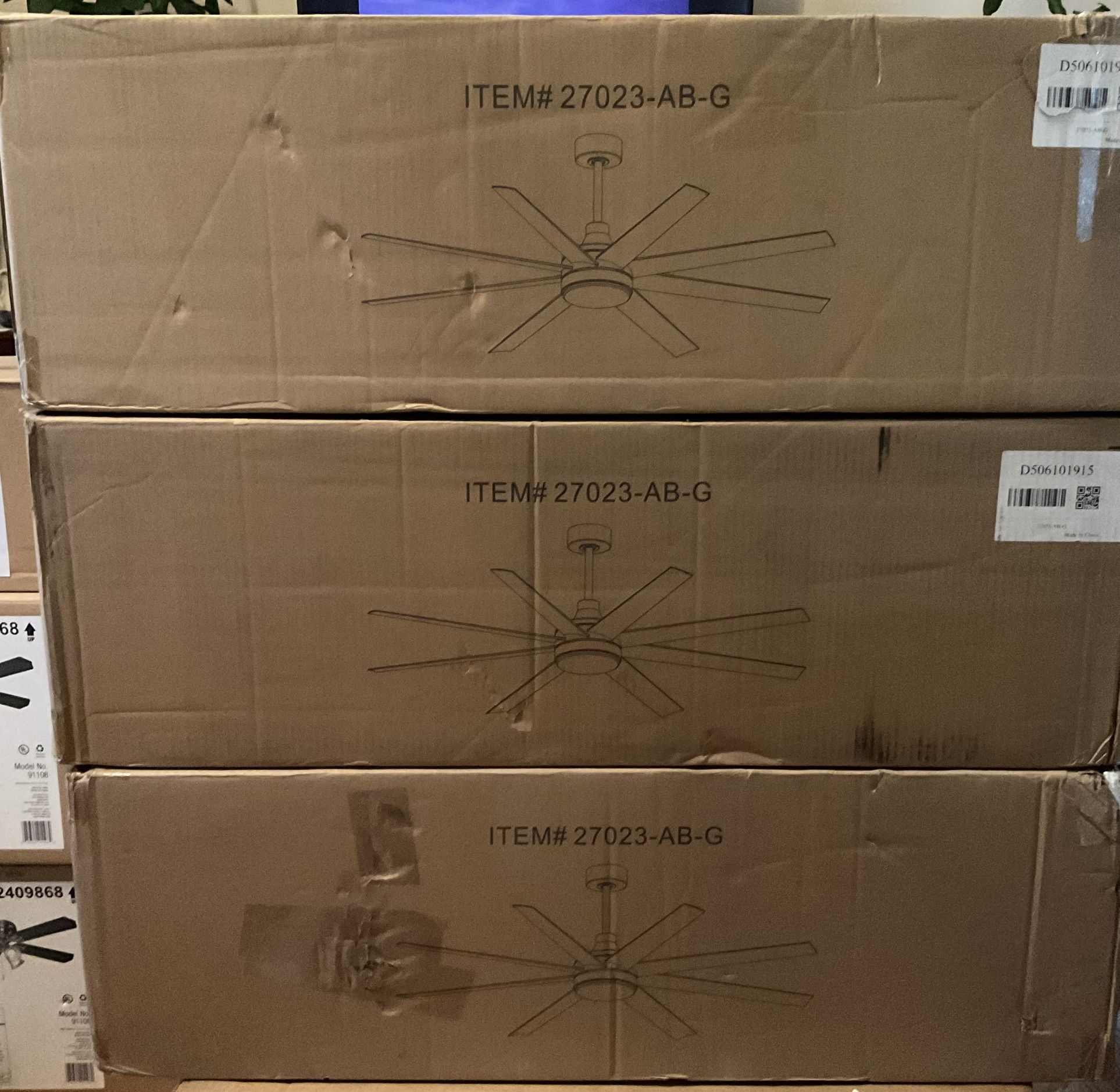 Aaron 6 ft. Indoor Black Ceiling Fans with LED Light