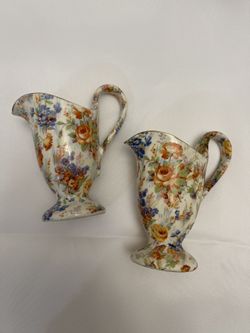 Erphila, Czechoslovakia, Chelsea Pattern, Chintz Creamer With gold Trim