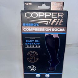 Copper Fit Energy Knee High Compression Socks Size L/XL - Black (CF2CPSK1BLLXL)