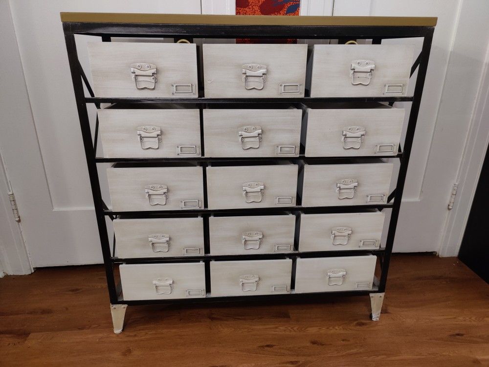 15 Drawer Wooden Storage Cabinet Shelves