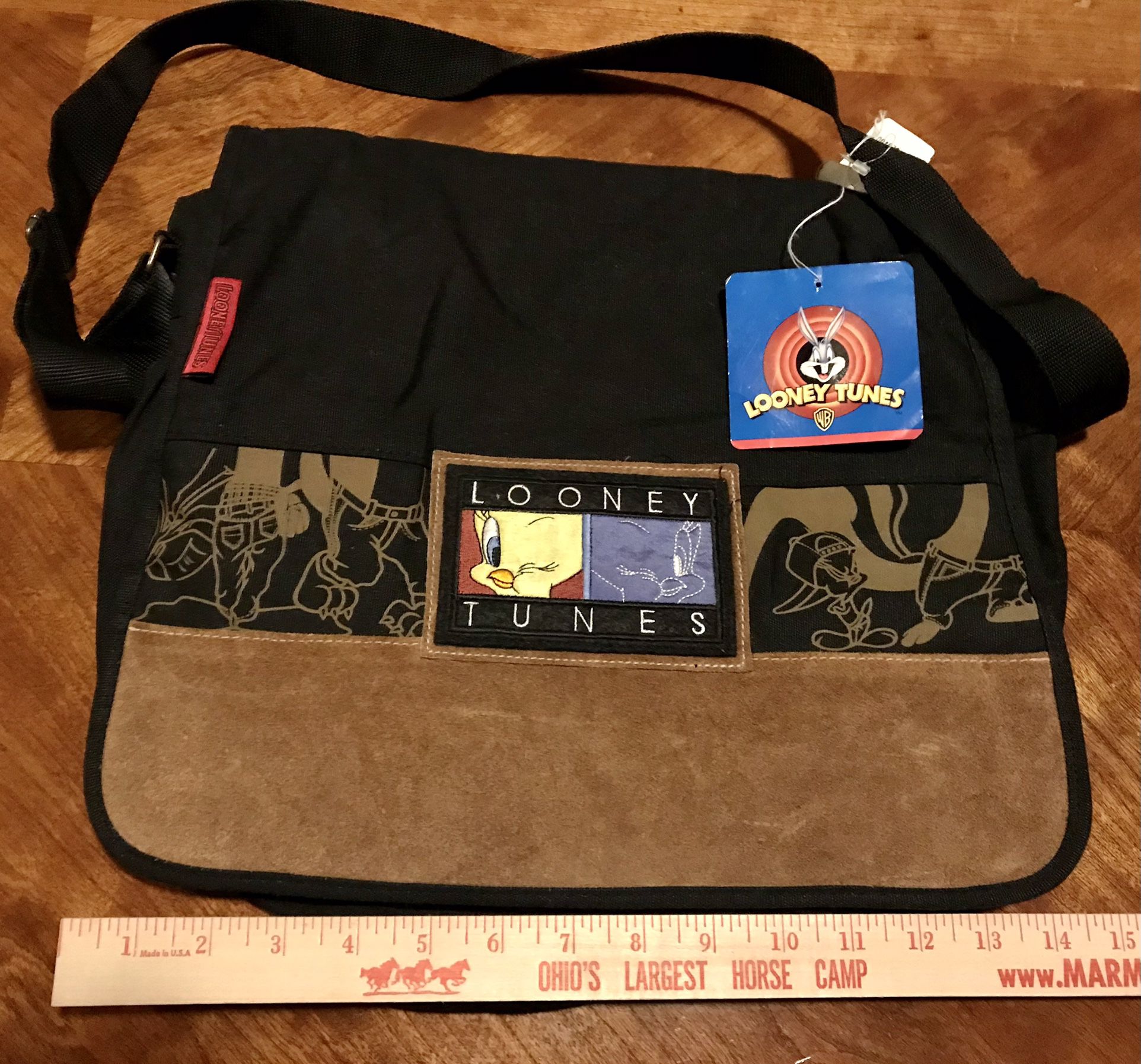 New Vintage 1997 Warner Brothers Looney Tunes Tweety Bird Black Book/Laptop Bag