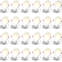 24 Pack 6 Inch 5CCT Ultra-Thin LED Recessed Ceiling Light with Junction Box, ...