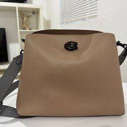 Coach Willow Bucket Bag in Taupe Pebbled Leather