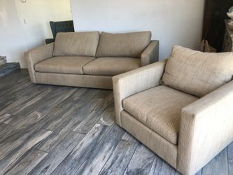 Cascadia Brand Sofa and Club Chair that swivels- mid century down