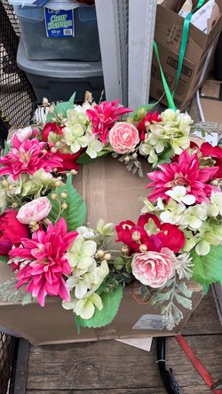 Faux Floral Spring Wreath