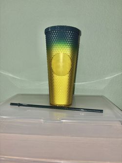 Starbucks Gradient Lemon Yellow Blue Studded Cold Cup Tumbler