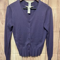Melrose Studio Small Silk Cardigan Purple tank top 3 piece vintage