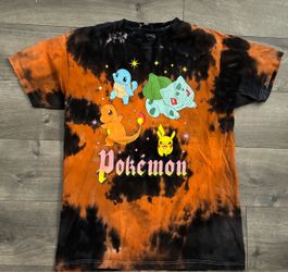 Pokemon T-shirt Adult Small Pikachu Tye Dye Charzard Squirtle Anime Cartoon Tee
