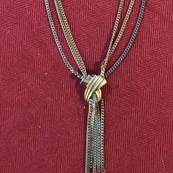 Vintage Avon Tri Color Multi Strand ‘Y’ Drop Necklace