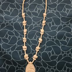 1970'S VINTAGE BONE CARVED ELEPHANT NECKLACE