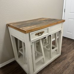 Antique Western Table With Stools