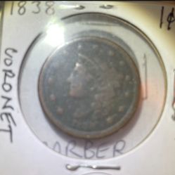 1838 Coronet Head Large Cent