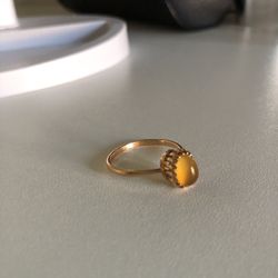 Antique 14K yellow gold ring, Opal, size 8, gold stamp 585 