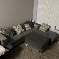 Sectional W Ottoman, 65” Tv Roku hisense With Tv Stand 