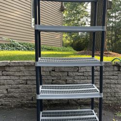 Storage Rack 5 Shelf Gray Plastic Approx 36x18x72”