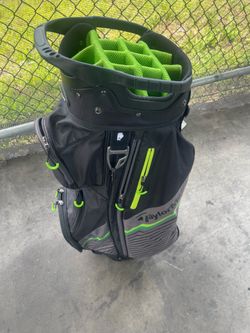 TaylorMade Select Golf Cart Bag - 14-Way Divider - Black/Neon Green w/ Hood