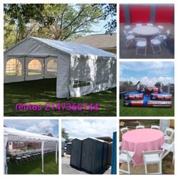 Renta De Brincolínes Mesas Sillas Carpas Toro Mecánico Baños Calentadores 