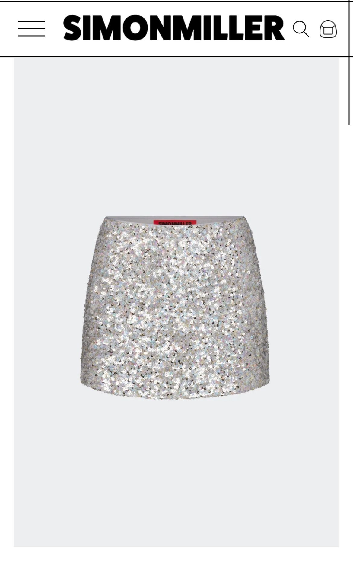 SIMON MILLER SEQUIN DIZZY WOMEN SKIRT IN SILVER SIZE 2 Or Small(NEW)
