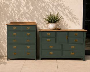 Bedroom Dresser Set with Brass Hardware