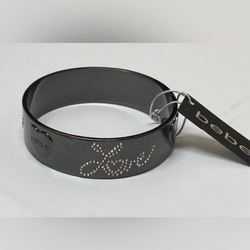 Bebe, Crystal Black Metal Love Bracelet, New With Tags