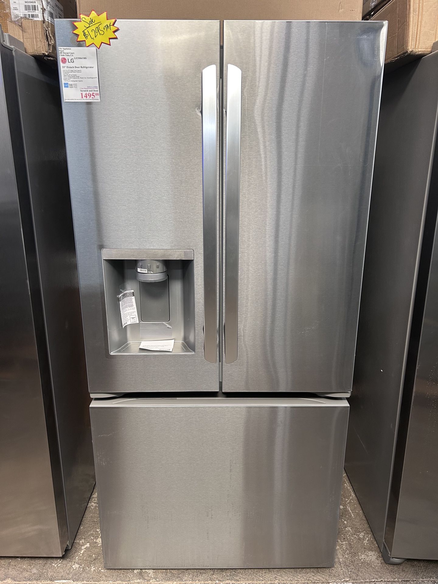 New LG 33” 24.5 Cu Ft French Door Refrigerator