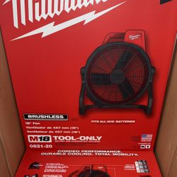 Milwaukee M18 Brushless 18” Fan. Tool Only. Model #0821-20