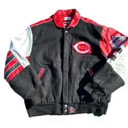 Vintage Cincinnati Reds MLB Jeff Hamilton JH Leather Jacket - Size Medium M USA