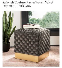 Safavieh Couture Ravyn Woven Velvet Ottoman - Dark