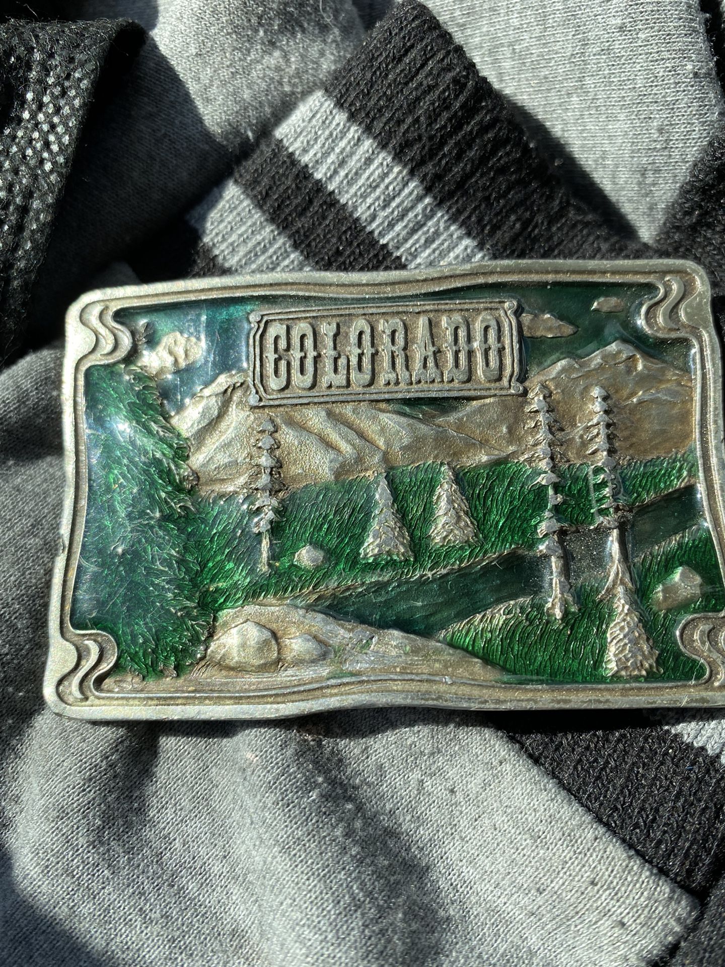 Vintage Colorado Pewter Belt Buckle