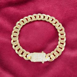 18k Gold Plated Over Sterling Silver 9mm Bracelet