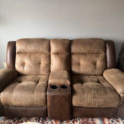 Set Of 2.  Couch W/ Recliners, Love Seat With Storage