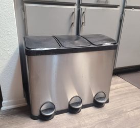 Stainless Steel Triple Bin Trash Can