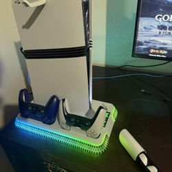 Ps5 Pro With Controllers/stand/wireless Earbuds