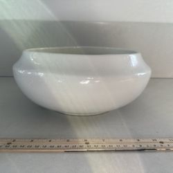Vintage White Glazed Semi Gloss Ceramic Planter Pot