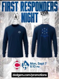 Los Angeles Dodgers First Responders Night Long Sleeve Shirt XL Blue 9/7/26