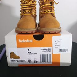 Timberland Boys' 6" Premium Waterproof Boots Lace-Up, Wheat, Size 4
